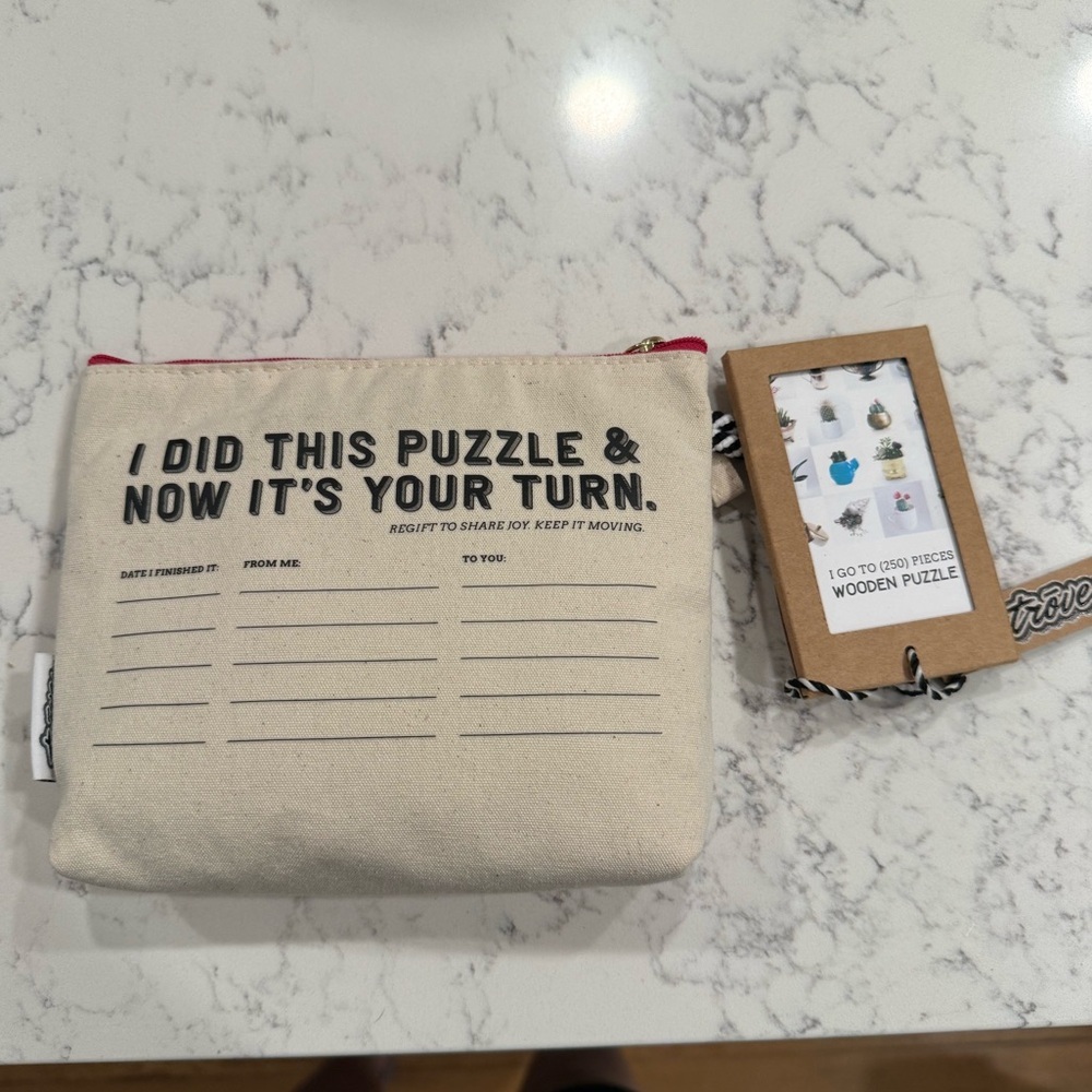 Fun sharing puzzle in canvas pouch